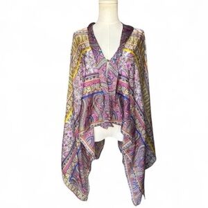 KAS New York Anthropologie  Kimono Cardigan Paisley Shawl Flowy BOHO Wrap M/L